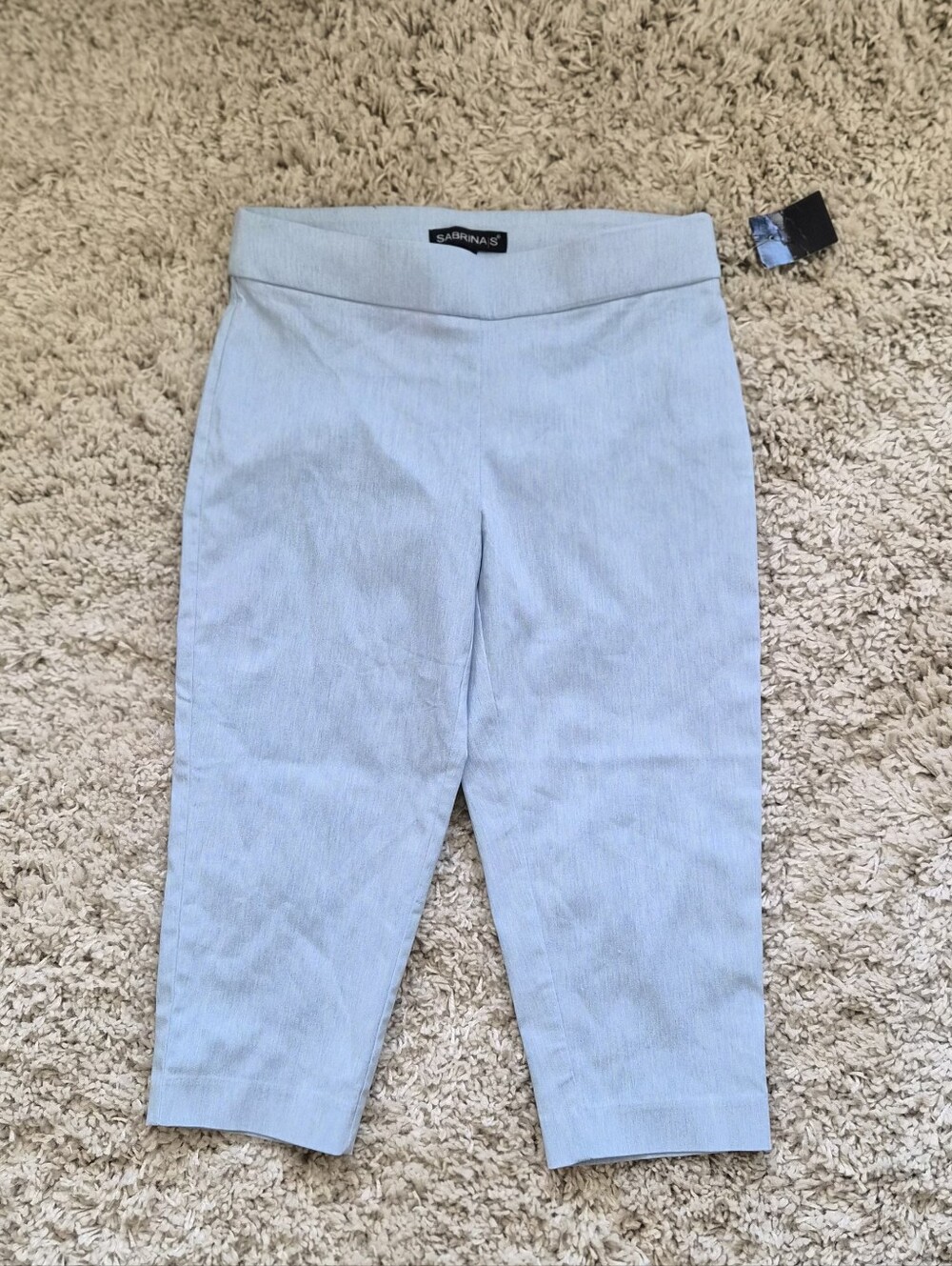 Petite Stretch Capri Pants - Light Blue - Size Small